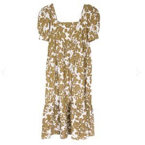 Floral Khaki Midi Dress